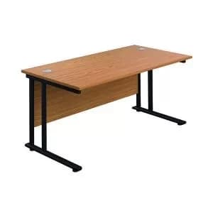 Jemini Rectangular Double Upright Cantilever Desk 1600x800mm Nova