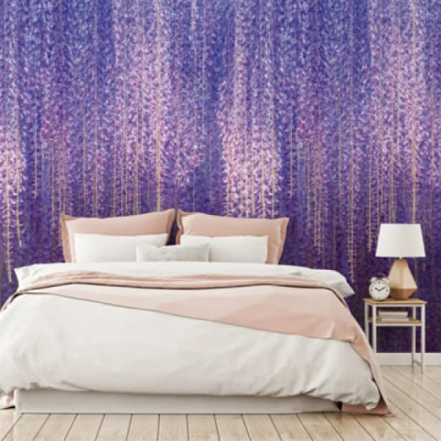 Grandeco Cascading Wisteria Flowers 3 lane repeatable wallpaper Mural 2.8 x 1.59m Purple unisex