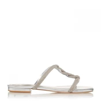 Dune Silver 'Newley' Ankle Strap Sandals - 3