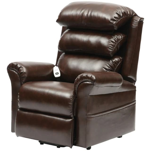 Loops Wall Hugging Rise and Recline Lounge Chair - Wipe Clean PU Leather - Chestnut Multi