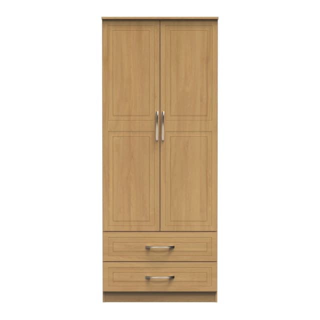 Ready Assembled 2 U Oxford 2 Door 2 Drawer Wardrobe (Ready Assembled) in Light Oak Light Oak Unisex