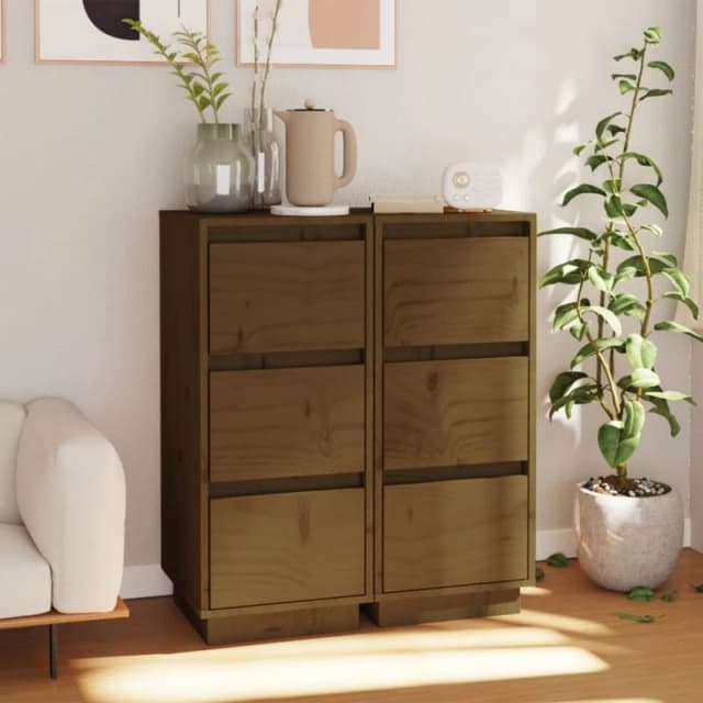 VIDAXL Sideboards 2 pcs Honey Brown 32x34x75cm Solid Wood Pine Vidaxl 8720286841983