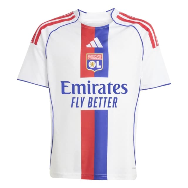 adidas Lyon Home Shirt 2025 2026 Juniors White male 7-8 Years