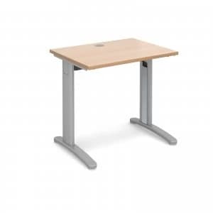 TR10 Straight Desk 800mm x 600mm - Silver Frame Beech Top