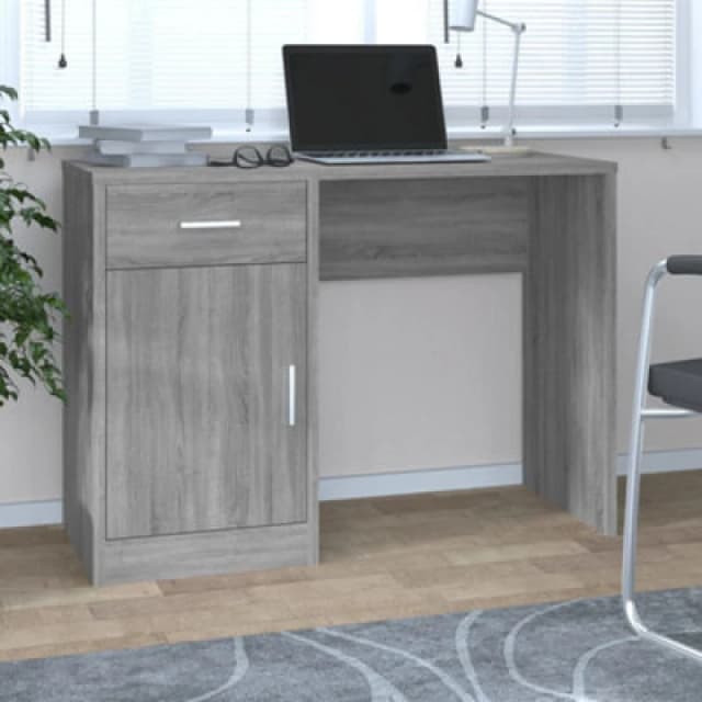 vidaXL Desk With Drawer&cabinet Grey Sonoma 100x40x73cm Engineered Wood, Grey 342657