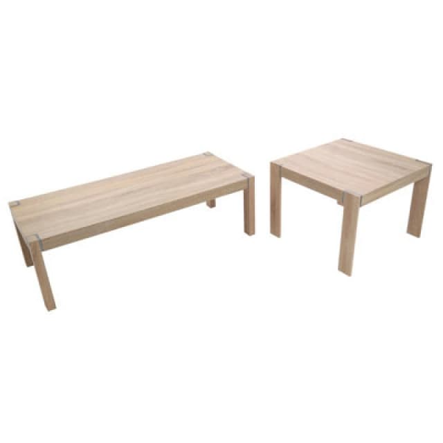 Premier Housewares Interiors by Premier Natural Set of Two Nesting Tables, Modern Wooden Coffee Tables for Living Room, Nesting Coffee Table Set Natur