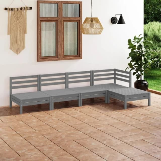 VIDAXL 5 Piece Garden Lounge Set Solid Pinewood Grey Vidaxl 8720286685419