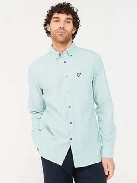 Lyle & Scott Court Green / White Stripe Oxford Shirt Green Male S 210051UK