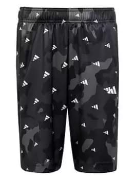 adidas Junior Camo Print Train Essentials Short - Dark Grey, Size 11-12 Years