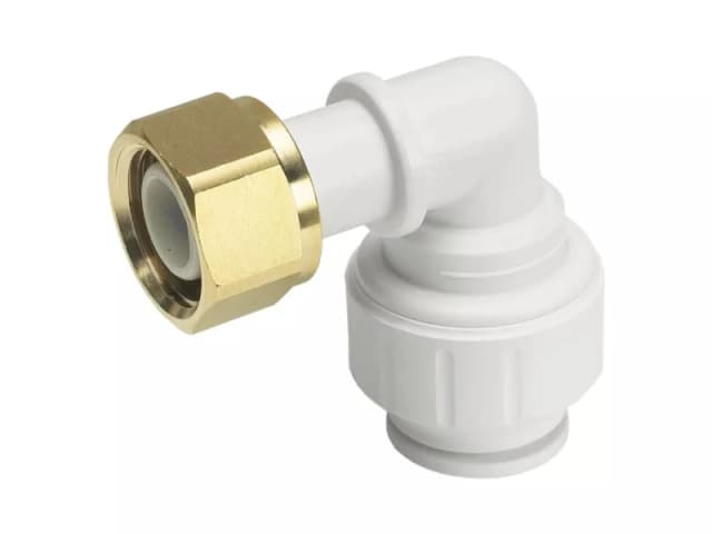John Guest Bent Tap Connector 15mm X 1/2 (Pack of 2) in White White Unisex
