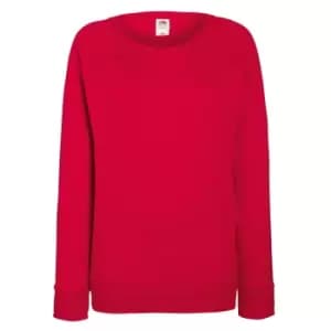 Fruit OF The Loom Ladies Fitted Lightweight Raglan Sweatshirt (240 GSM) (XL) (Red)