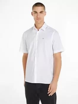 Calvin Klein Stretch Poplin Short Sleeve Regular Shirt, White, Size 2XL, Men