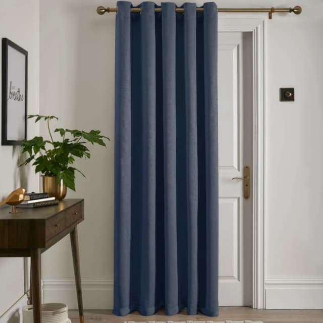 Fusion Strata Single Panel Door or Window Eyelet Curtain Eyelet Curtains 66x84in Blue 38290890000