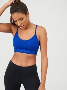 Reebok Workout Ready Comm Strappy Back Bra - Cobalt , Cobalt, Size XS, Women