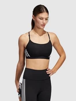 adidas Train 3 Stripe Bra (Light Support) - Black, Size L, Women