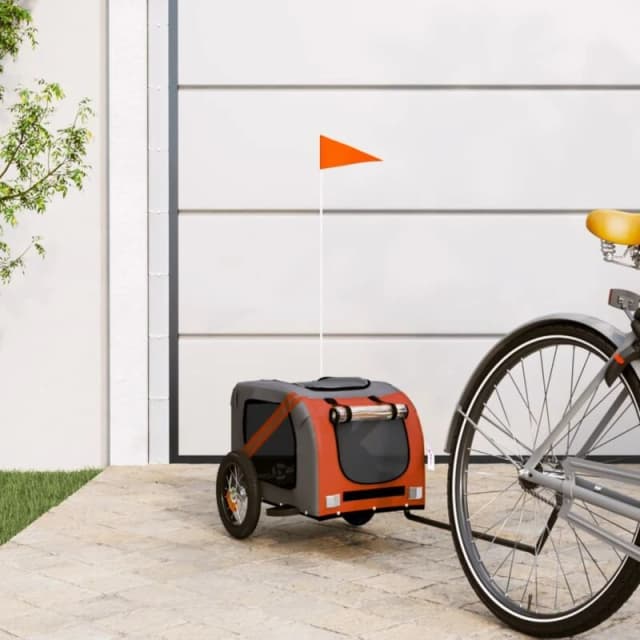 VIDAXL Pet Bike Trailer Orange and Grey Oxford Fabric and Iron Vidaxl 8720845769505