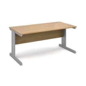 Vivo Straight Desk 1600mm x 800mm - Silver Frame Oak Top