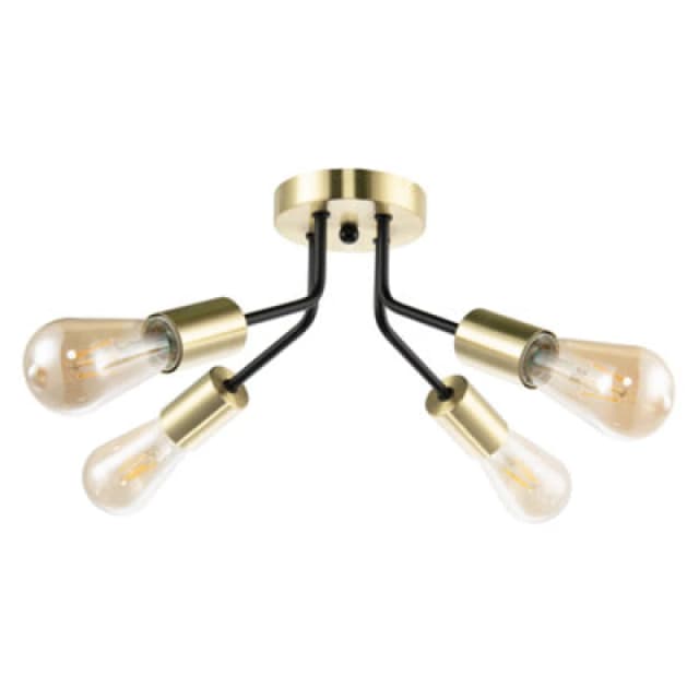 Happy Homewares Vintage Industrial Ceiling Light Fitting In Satin Gold And Matte Black