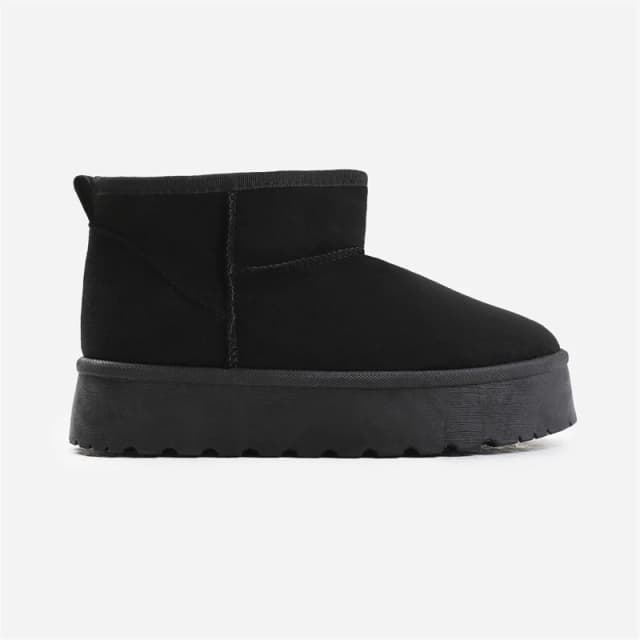 Where's That From 'Calla' Flatform Fur Lining Ankle Boot Black
