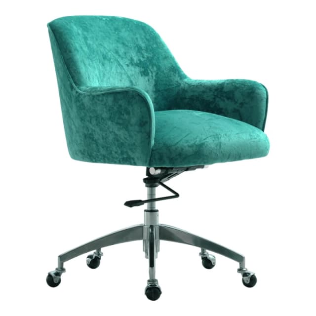 Kabinet UK Velvet Upholstered Wheeled Swivel Office Chair Light Green unisex One size