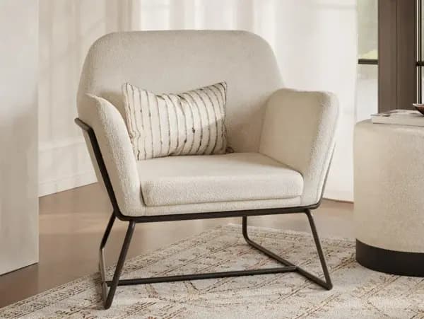 LPD Charles Ivory Boucle Fabric Armchair