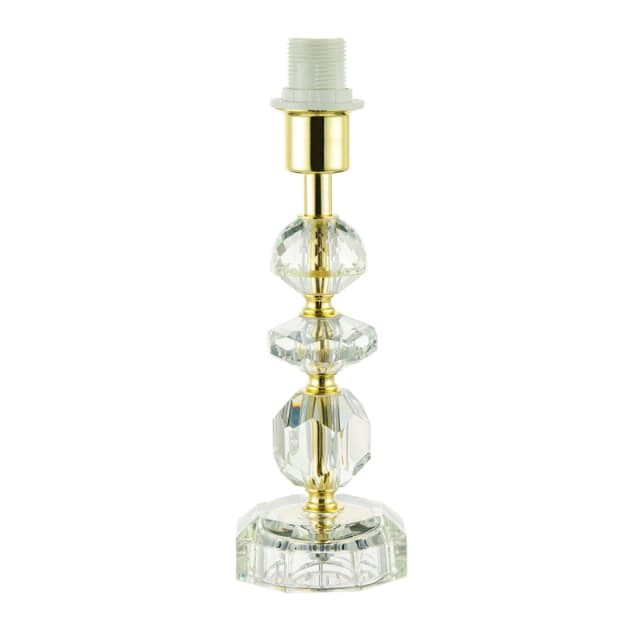 Happy Homewares Modern Chic Clear K9 Crystal Glass Table Lamp with Metal Base with Faceted Moulds in Gold Gold Unisex