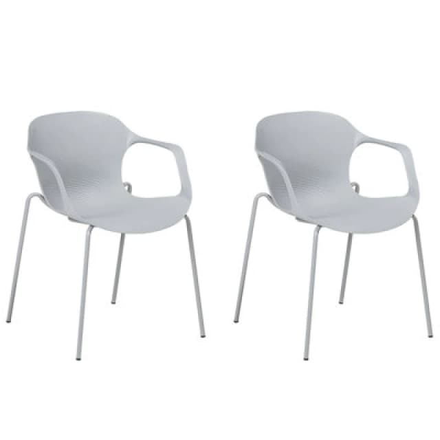 Beliani Set Of 2 Dining Chairs Elbert Light Grey