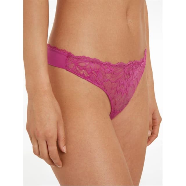 Calvin Klein Seductive Comfort Lotus Floral Thong - Pink Pink 10