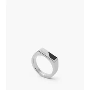 Fossil Mens Dress Dive Black Onyx Signet Ring - Silver