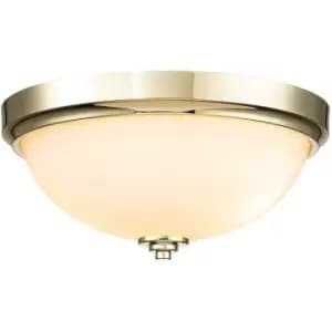 Elstead Feiss Malibu Bowl Semi Flush Ceiling Light Polished Brass, IP44