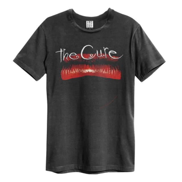 Amplified Amplified Men Lips The Cure T-Shirt in Charcoal Size: Small Charcoal S Male 5063470090914