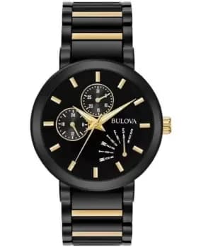 Bulova Modern Black Dial Two-Tone Stainless Steel Mens Watch 98C124 98C124