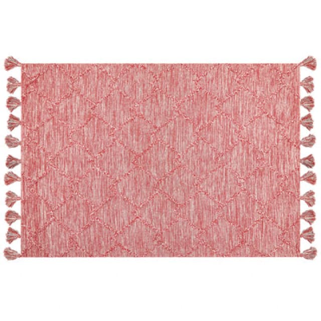 Beliani Rug Nigde Red 160 X 230 Cm Cotton