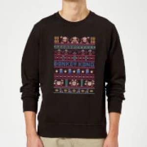 Nintendo Donkey Kong Retro Black Christmas Sweatshirt - L - Black
