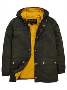 Barbour Boys Durham Hooded Waxed Jacket - Sage