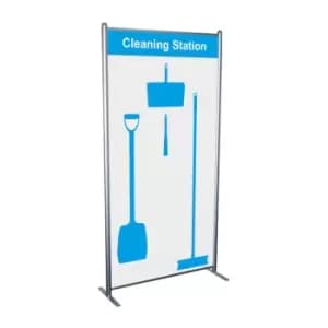 Shadowboard in Multi Purpose Frame - Cleaning Station Style A (Blue) with Hooks - No Stock