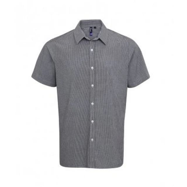 Premier Premier Men Gingham Short Sleeve Shirt in Black Size: X-Small Black XS Male 5057819134483
