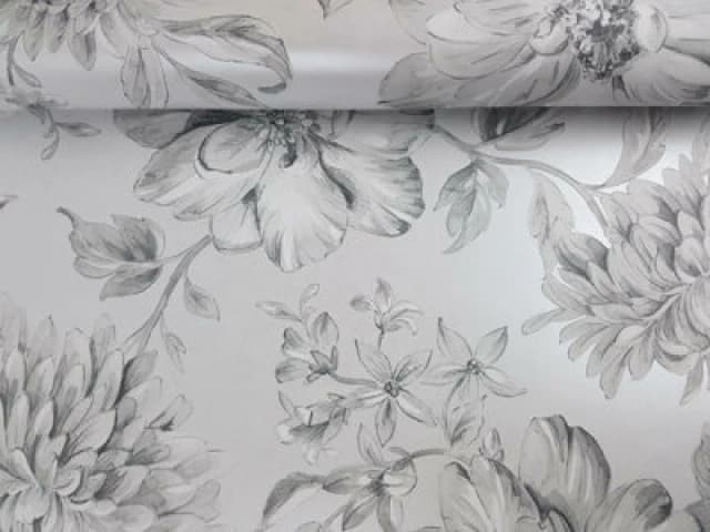 Lucia Silver Floral Wallpaper Silver