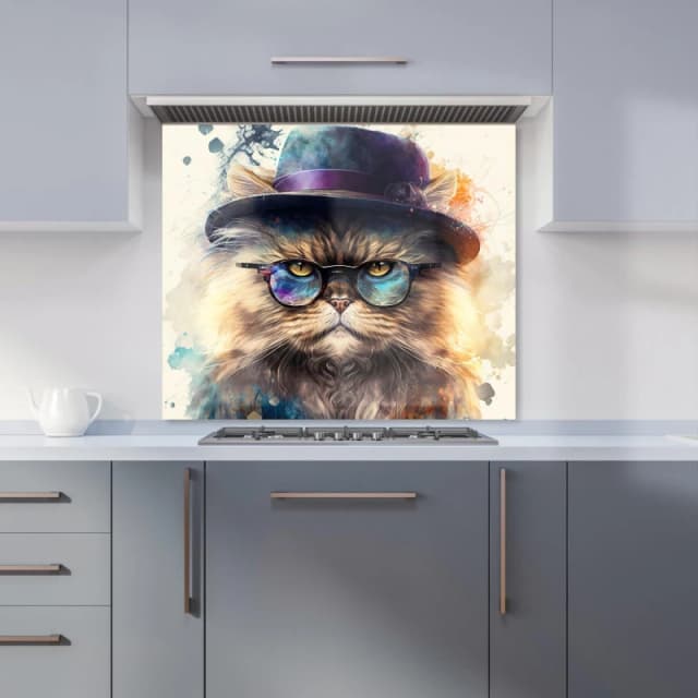 Warren Reed - Designer Persian Cat Splashart Kitchen Splashback Size: 600mm x 750mm Multicolor Unisex 600mm x 750mm