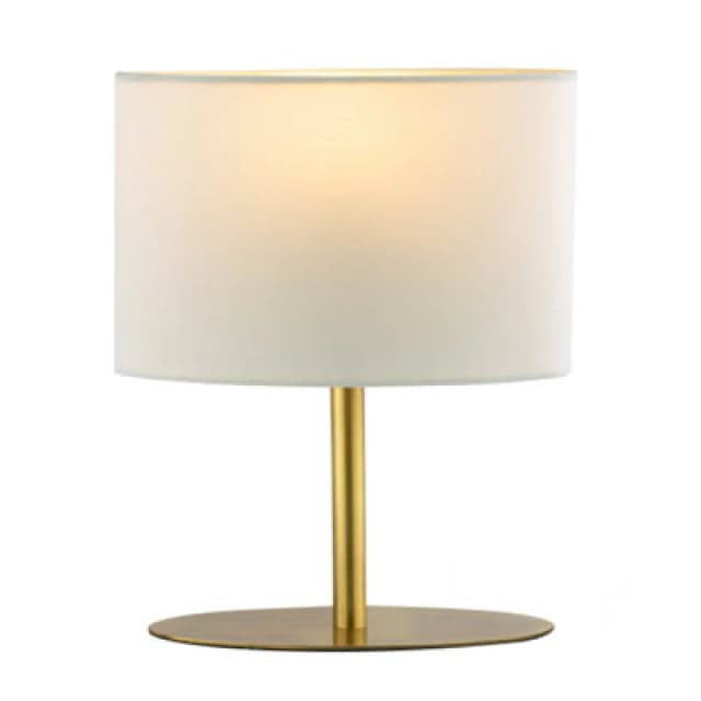 Happy Homewares Modern Designer Oval Table Lamp In Antique Brass With Off-White Fabric Shade