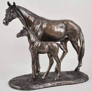 Mare and Foal by Harriet Glen Cold Cast Bronze Sculpture 24cm