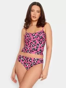 Long Tall Sally Pink Leopard Twist Front Tankini, Pink, Size 10, Women