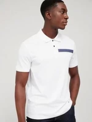 Armani Exchange Tape Logo Polo Shirt – White, Size S, Men