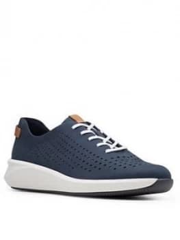 Clarks Un Rio Tie Leather Trainer - Navy