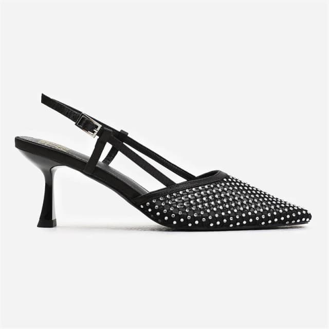 Where's That From 'Zinnia' Slingback Pointed Toe Heel With Diamante Mesh Black