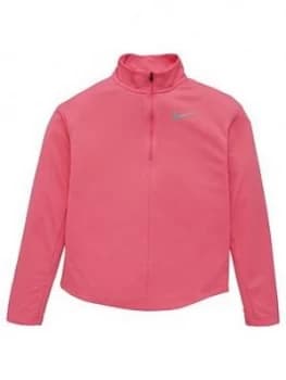 Nike Girls Run Long Sleeve Half Zip Top - Pink