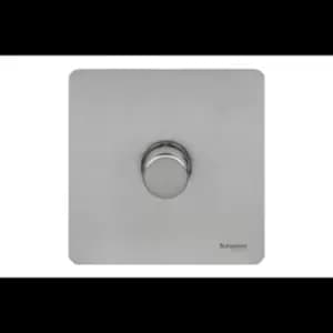 Schneider Electric Ultimate Screwless Flat Plate - Single Rotary 2 Way Dimmer Light Switch, Main & Low Voltage, 400W/VA, GU6412CSS, Stainless Steel