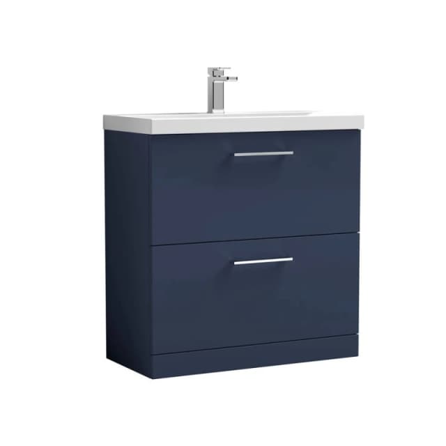 Balterley Bathroom Floor Standing 2-Drawer Vanity & Basin, Midnight Blue, 800mm in Blue Blue Unisex