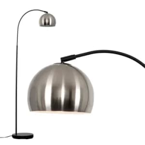 Curva Floor Lamp in Black with Brushed Chrome Shade