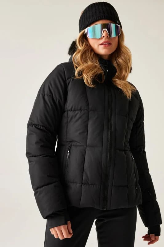 Dare 2b Womens Glamourize Waterproof Insulated Padded Ski Jacket in Jet Black Size: 12 Jet Black Female 12